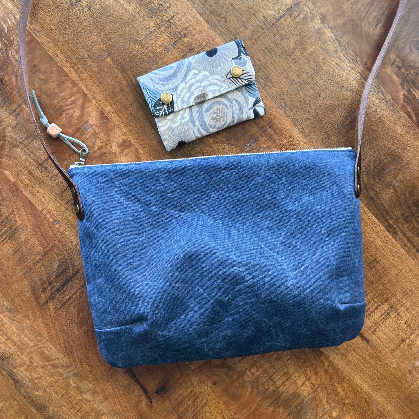 Navy Waxed Canvas Purse