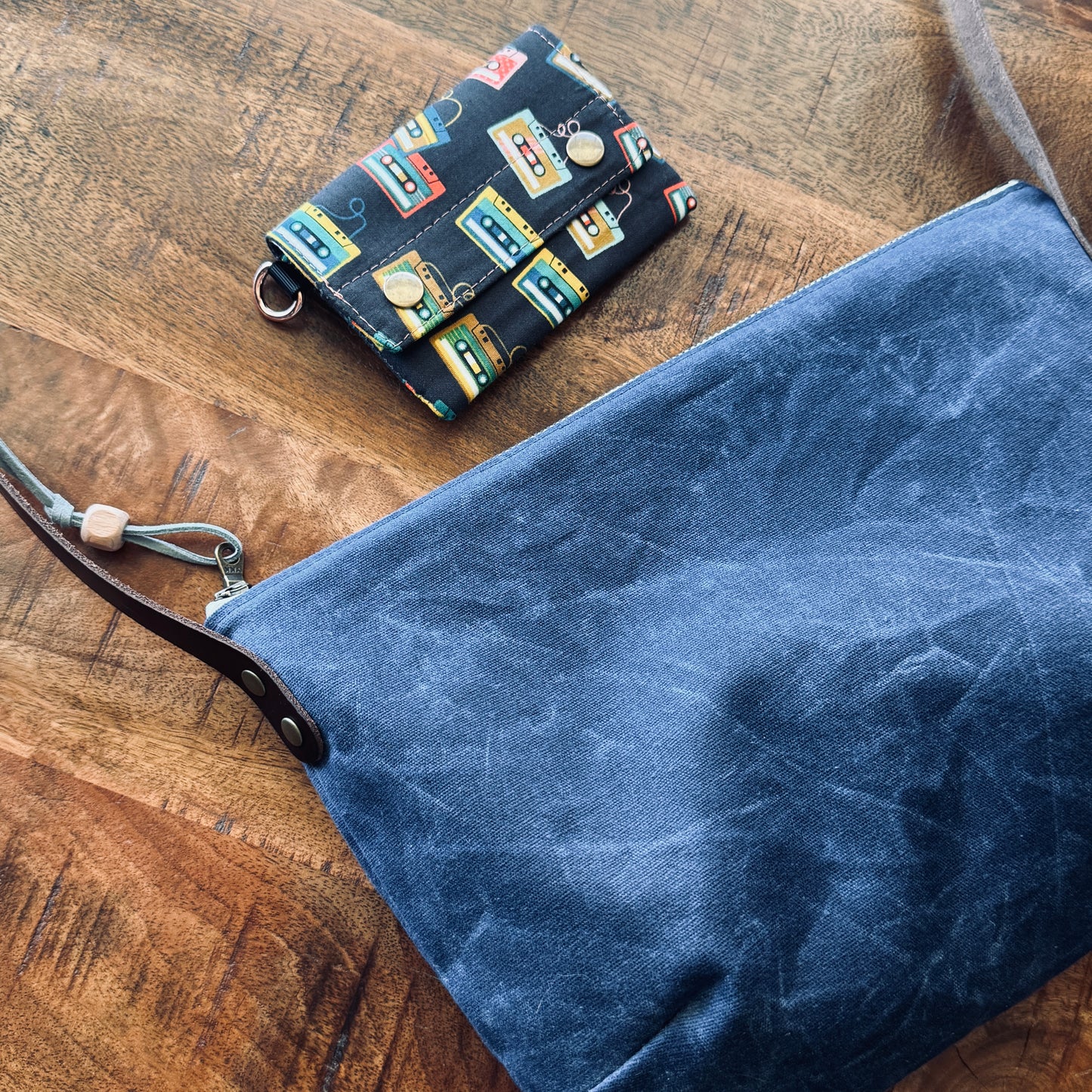 Navy Waxed Canvas Purse