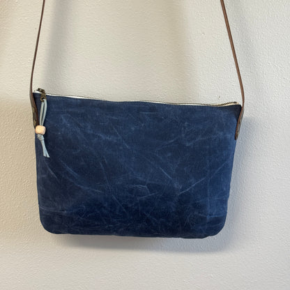 Navy Waxed Canvas Purse