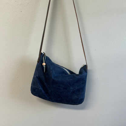 Navy Waxed Canvas Purse