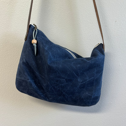 Navy Waxed Canvas Purse