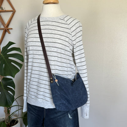 Navy Waxed Canvas Purse