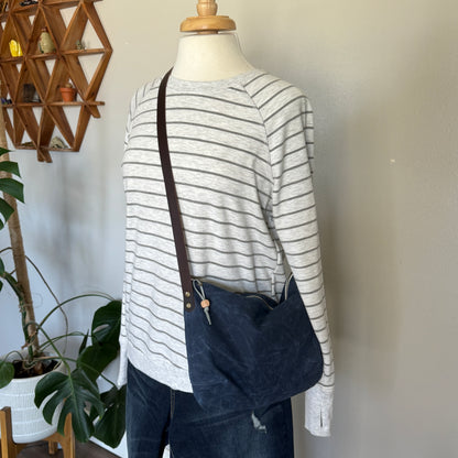 Navy Waxed Canvas Purse